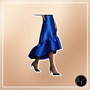 Anthropologie Flounced Ruffled Maxi Skirt, Blue M